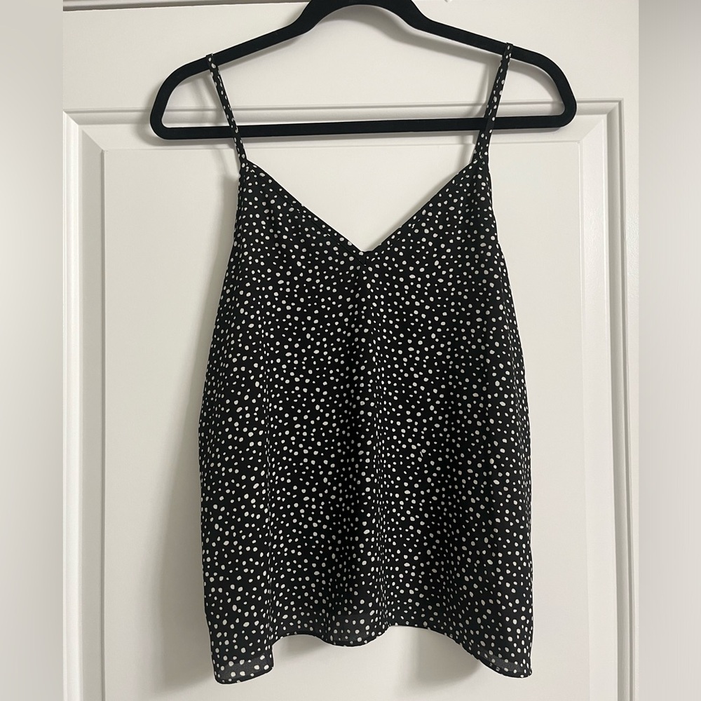Black and White Spotted Flowy Tank Top